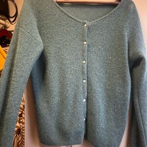 Sezane Women's Teal Gaspard Cardigan